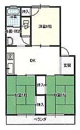 サンライズ・コーポ1 3DKの間取図画像