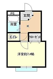 Chateaule・Tanaka 1Kの間取図画像