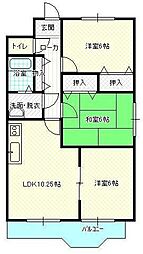 サンライズマンション鈴川B 3LDKの間取図画像
