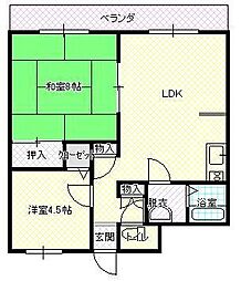 ジョーハイツ白山 2LDKの間取図画像