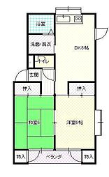 コーポラス三沢D 2DKの間取図画像