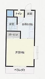 倶楽部ホワイトキャッスル 1DKの間取図画像
