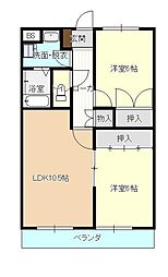 ルミエール鳥居ケ丘 2LDKの間取図画像