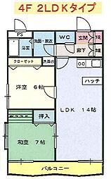 グリーンベルト吉原 2LDKの間取図画像