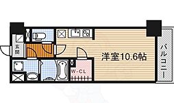 名古屋市営名港線 築地口駅 徒歩9分の賃貸マンション 4階ワンルームの間取り