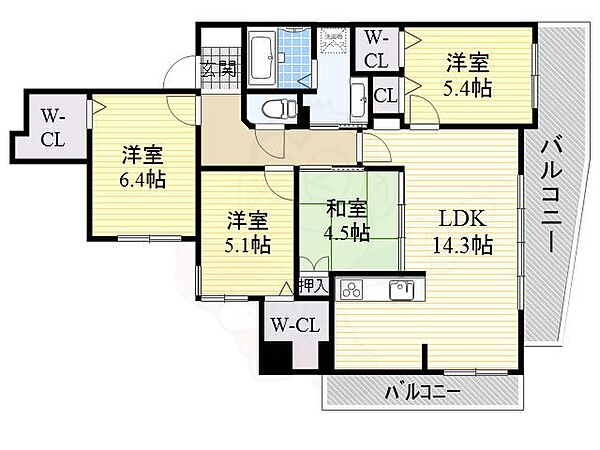 愛知県名古屋市中区千代田３丁目(賃貸マンション4LDK・14階・88.52㎡)の写真 その2