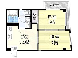 名古屋市営名城線 新瑞橋駅 徒歩13分の賃貸マンション 1階2DKの間取り