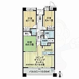 ライオンズヒルズ高峯参番館 5階3LDKの間取り