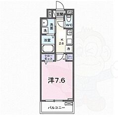 コーポハピネス白砂 2階1Kの間取り