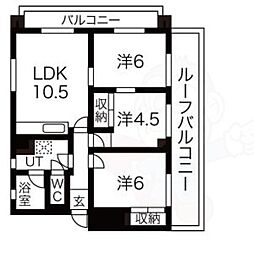 高田ビル 3LDKの間取図画像