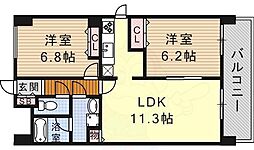 CORONET INAEI 4階2LDKの間取り