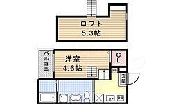 le cocon（ルココン） 2階1Kの間取り
