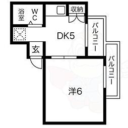 パラシオン昴 1DKの間取図画像