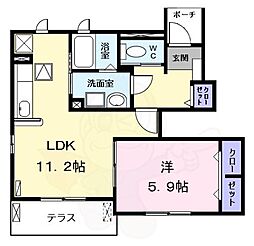 ラシュラントジュモ 1LDKの間取図画像
