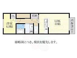 ハウス北原 1LDKの間取図画像