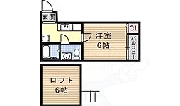 ポルテ星宮 1Kの間取図画像