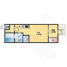 ハーモニーテラス亀島2 1DKの間取図画像