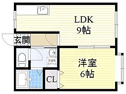 橦木ビル 1LDKの間取図画像