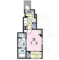 サンビオラ砂口 1Kの間取図画像
