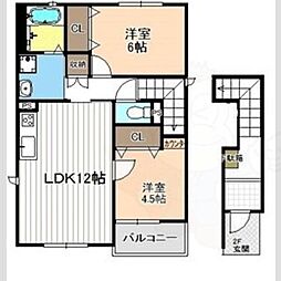 ディアコートK6S 2LDKの間取図画像