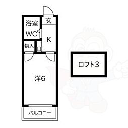 シェモア桜 1Kの間取図画像