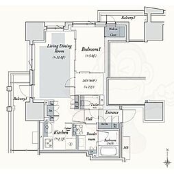 プラウドタワー名駅 1LDKの間取図画像