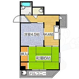 レナジア中川 2DKの間取図画像
