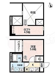 エスポワールBeBe 1Kの間取図画像