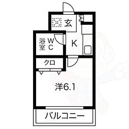 イーズハイツ 1Kの間取図画像