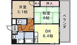 サンデンハイツ金山 2DKの間取図画像