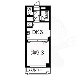 音羽壱番館金山 1DKの間取図画像