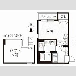 ハーモニーテラス愛知町3 1Kの間取図画像