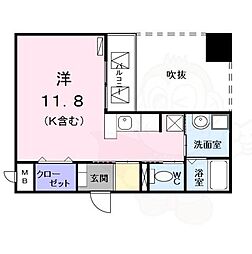 プラシードY's ワンルームの間取図画像
