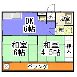 コーポ前田 2DKの間取図画像