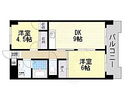 メゾンサンヒル 2DKの間取図画像