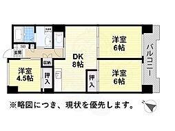 ビレッジハウス笠寺タワー 3DKの間取図画像