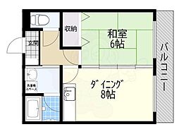 花井第二清風マンション 1DKの間取図画像