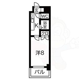 シティーライフ港陽 1Kの間取図画像
