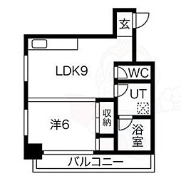 オーシャンハイツ栄 1LDKの間取図画像