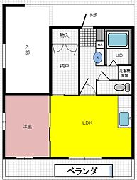 パレスコートミカツ 1SLDKの間取図画像