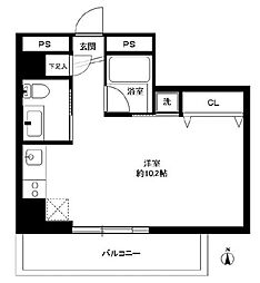 広尾ウエスト ワンルームの間取図画像
