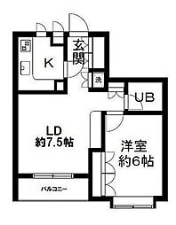 ユニハイム目黒 1LDKの間取図画像