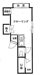 JR山手線 恵比寿駅 徒歩5分の賃貸マンション 4階ワンルームの間取り