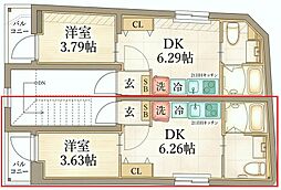 リアル北千住 1DKの間取図画像