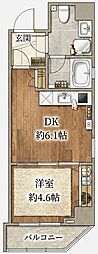 プレスタンテウィステリア 1DKの間取図画像