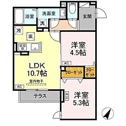 セレスティア扇III 2LDKの間取図画像