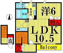 T＆Kとねり 2階1LDKの間取り