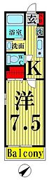 プランドール 2階1Kの間取り