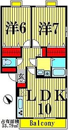 メイプルガーデン 3階2LDKの間取り