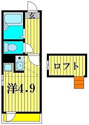 シャンテ谷在家 3階ワンルームの間取り